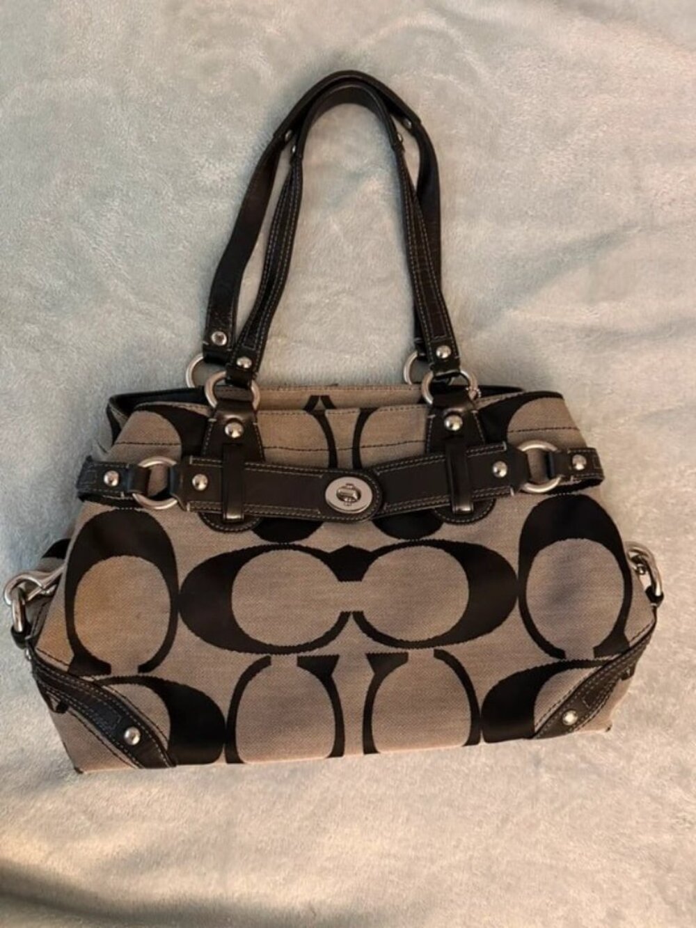 Canvas Monogram Tote Bag Grey
